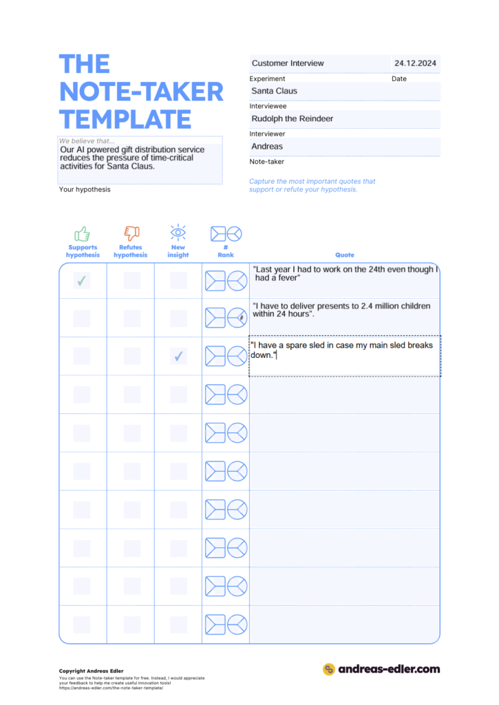 The Note-taker Template - Customer Interview caption example The Note-taker Template - Customer Interview caption example
